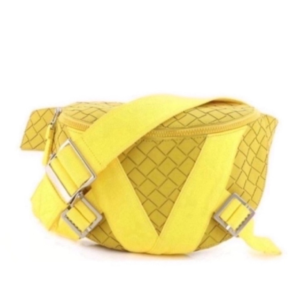 BOTTEGA VENETA  Nappa Intrecciato Carved Panels Belt Bag Yellow